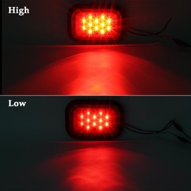 Partsam 6Pcs 5x3 Rectangle Stop/Turn/Tail & Backup/Reverse Truck Trailer Hitch Light 12 LED Grommet Hardwired Flush Mount (4xRed+2xWhite)