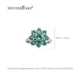 Silvershake Natural Gemstone White Gold Plated 925 Sterling Silver Flower Cluster Ring Jewelry for Women, Sterling Silver Rhodium (White Gold Plated), natural red garnet - january birthstone