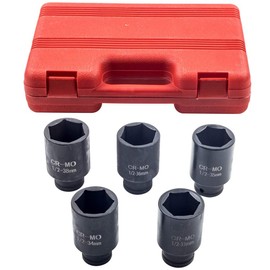 maXpeedingrods 1/2 Inch Drive Deep Spindle Axle Nut Impact Socket Set for Most Cars, 6 Point, 33mm 34mm 35mm 36mm 38mm 5pcs Deep Impact Socket Set