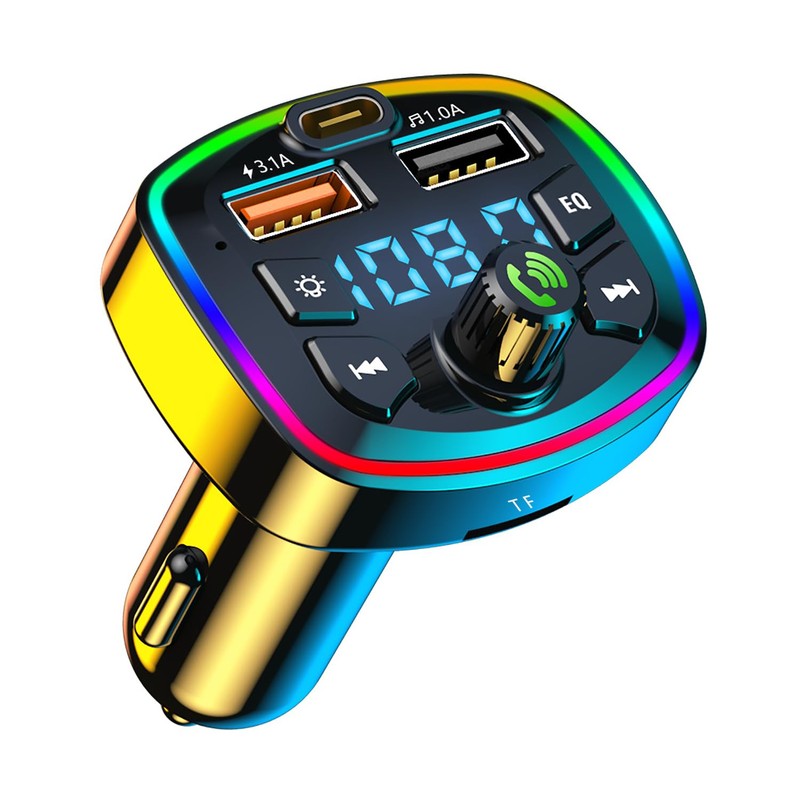FM Transmitter Car Bluetooth Music Play 2 USB Port Charger
