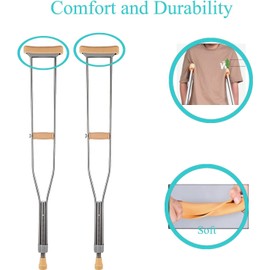 Replacement Crutch Pads，Faithful Medical Padding for Walking Arm Crutches,for Adults,for armpits,Hand Grips,and Feet Caps,Fits Standard Aluminum Crutches 6 Pieces-Set...