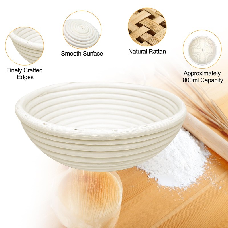 Traxenta Proofing Basket for Bread, Proofing Basket, Round, 22 cm,