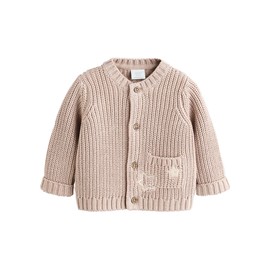 NEXT Chunky Knitted Baby Cardigan, Hello World Neutral