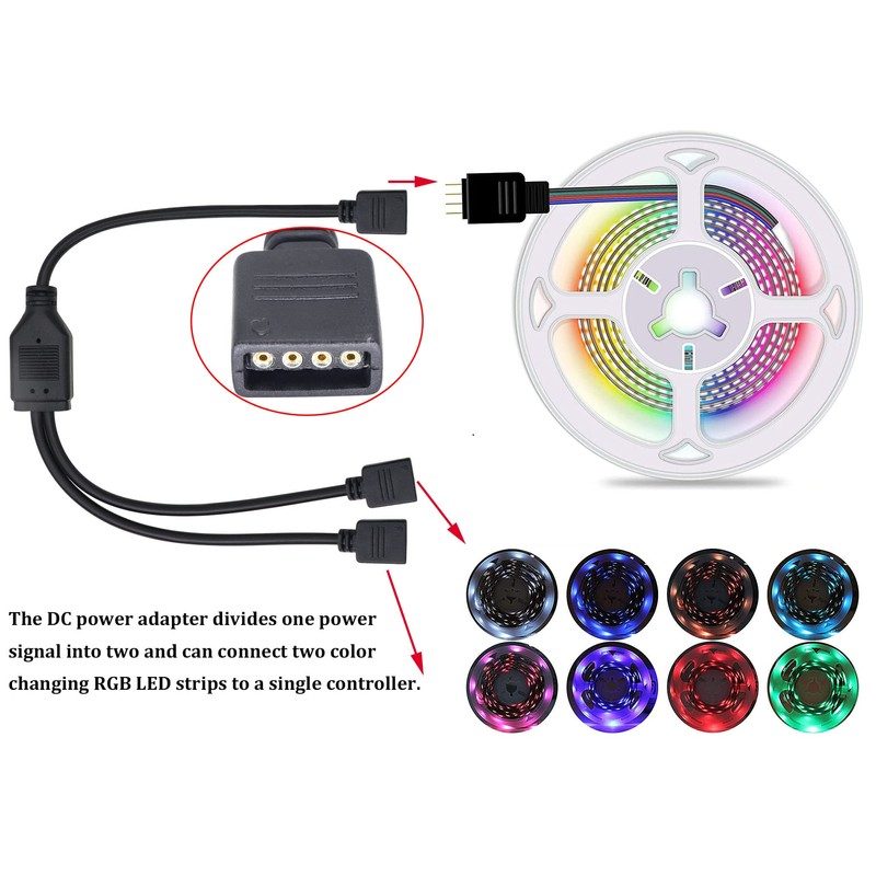 HCFeng 4 Pins Y-Splitter 2way Cable 4 Pin Y Splitter