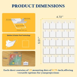 vimiroo 0.79" Double Sided Adhesive Dots, 75pcs Clear Mounting Putty No Residue, Easy to Peel Strong Sticky Tack for Wall Hanging, Crafts, Posters, Photos, DIY Projects