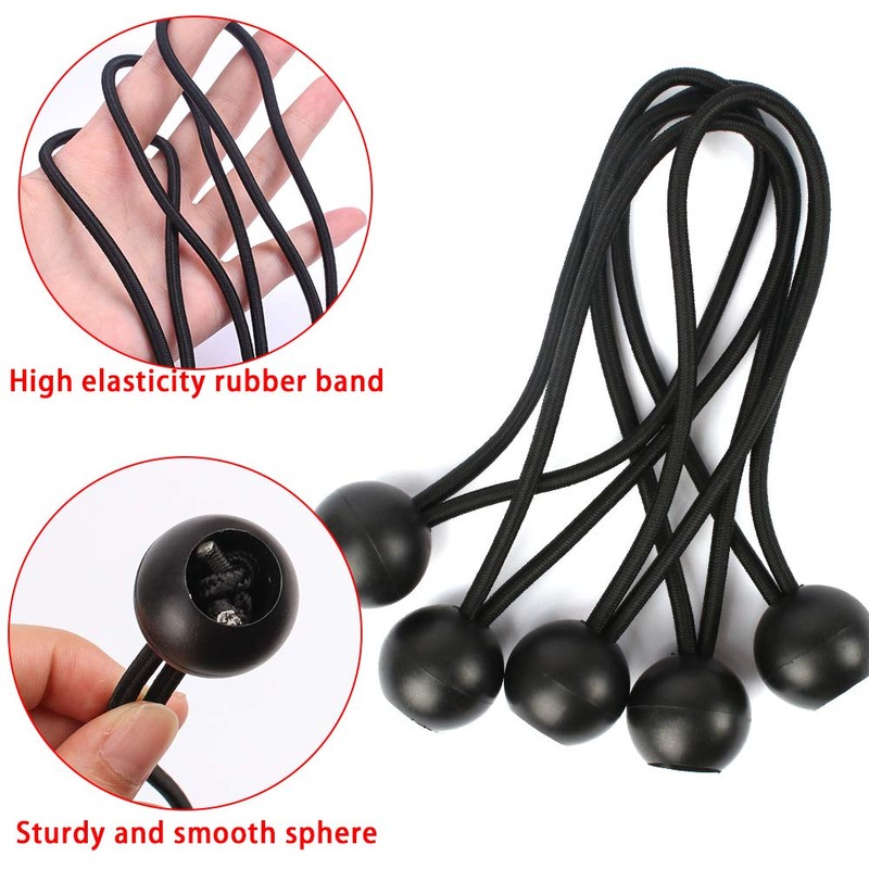AOPRIE 30 Pack Bungee Balls 9Inches Black Ball Bungee Heavy