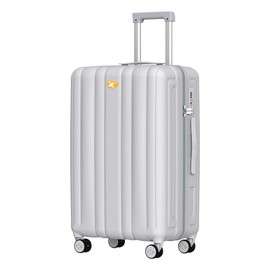 MGOB Checked Luggage 24 inch - Hard Shell Suitcase with Spinner Wheels, Lightweight PC Luggage with TSA Lock(Grey, Checked-Medium 24-Inch)