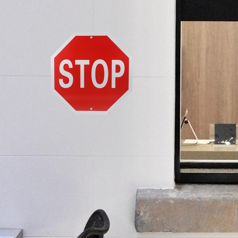 Traffic Stop Sign - Weatherproof Aluminum Octagon Warning Sign for