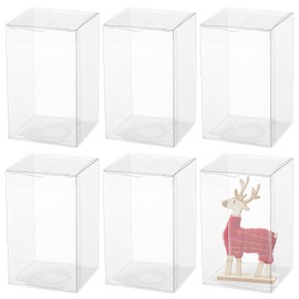 BENECREAT 30pcs PVC Transparent Plastic Case 6x6x10cm with Protective File Gift Trinket Display Box Plastic Box for Valentine's Day, Anniversary, Gift Packaging