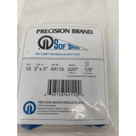 Precision Brand 10-Precision Brand 49110 Sof' Shoe Blue Elastomer Shims 3 x 3 .02 Gauge 7/8 Slot