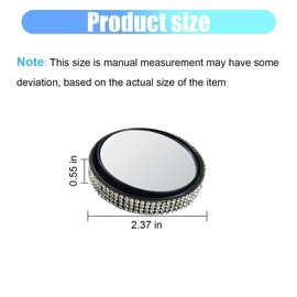 2PCS Bling Round Car Blind Spot Mirrors, 2'' Crystal Diamond Adjustable 360° Wide Angle Car Side Rear View Mirror, HD Glass Convex Mirror with Frame for Cars, Trucks, SUVs (White)
