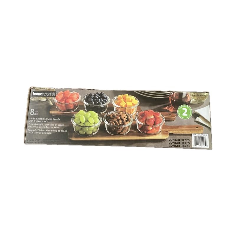 Home Essentials set of 2 Acacia Serving Boards with 6