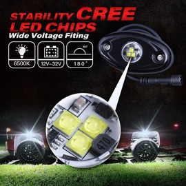 BLIAUTO R1 White LED Rock Lights with Switch Wiring Harness Kit 12pcs Bright Pure White Rock Light kit for Jeep Truck ATV UTV SUV Boat Car Off Road Waterproof Shockproof 12V-32V DC