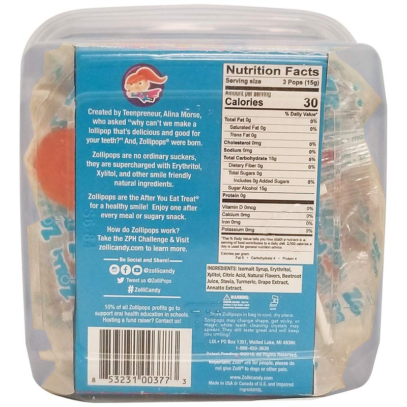 Zollipops Clean Teeth Pops, Anti Cavity Lollipops, Delicious Assorted Flavors,