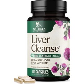Liver Cleanse Detox & Repair Formula - Herbal Liver Support Supplement with Milk Thistle with Silymarin, Artichoke Extract, Dandelion, Beet, Chicory Root, & Turmeric for Liver Health - 60 Capsules