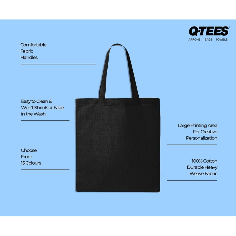 Q-TEES QTB Large Blank Heavy Duty Reusable Canvas Tote Shopping