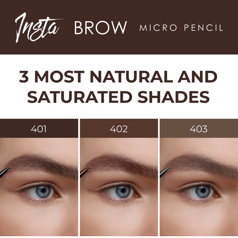LAMEL INSTA Micro Brow Pencil - Ultra-Fine, Waterproof, Easy-to-Use, Precision,