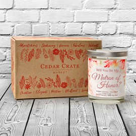 Will You Be My Matron of Honor? Candle | Lemon, Jasmine, Rosewood | 10 Oz. Scented Soy Candle | Maid of Honor Proposal | Fun Wedding Party Proposal Present to Ask Friend or Sister | Bride Gift