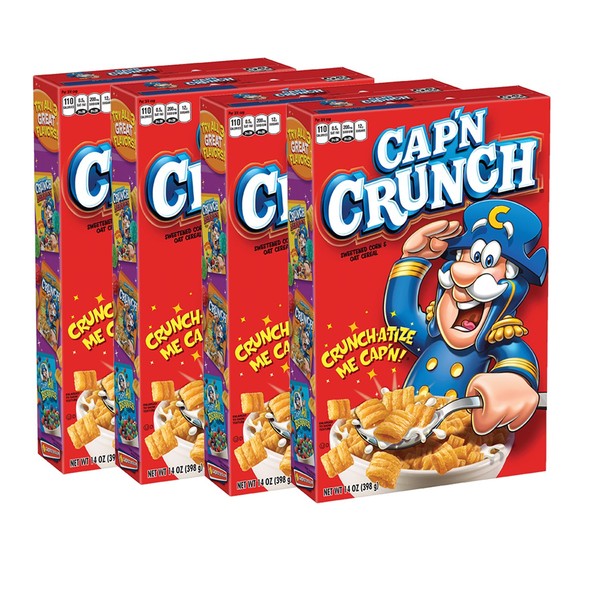 Cap'n Crunch Breakfast Cereal, Original, 14oz Boxes (4 Pack)