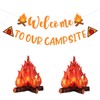 Camping Themed Party Decorations,Pre-strung Glitter Welocme to Our Campsite Banner