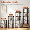Housolution 5 Tier Rotating Bookshelf Tower with Storage, Rustic Brown