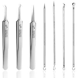 7 Stück Edelstahl Mitesserentferner Set, Pickel Entferner Werkzeug Mit Box, Komedonenquetscher Set für Gesichtspflege, Anti-Mitesser Pickelpinzette und Akne Nadel für Unreinheiten T-Zone Stirn Nase