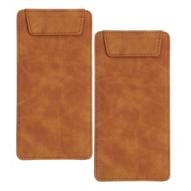 uxcell 2 Pack Mini Clipboard, 8" x 4" Leather Small Clipboard with Pen Holder, A6 Size Magnetic Writing Clip Boards for Business, Office,Restaurant and Hotel (Brown)