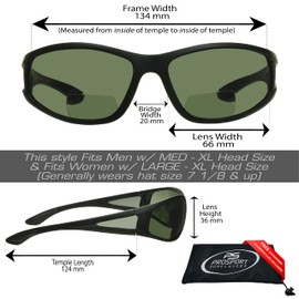 proSPORT Polarized Bifocal Maui Sunglass Readers Costa Fishing Gray Lens Sport Wrap Around Driving Side Shield Men Women Magnified 1.50 2.00 2.50