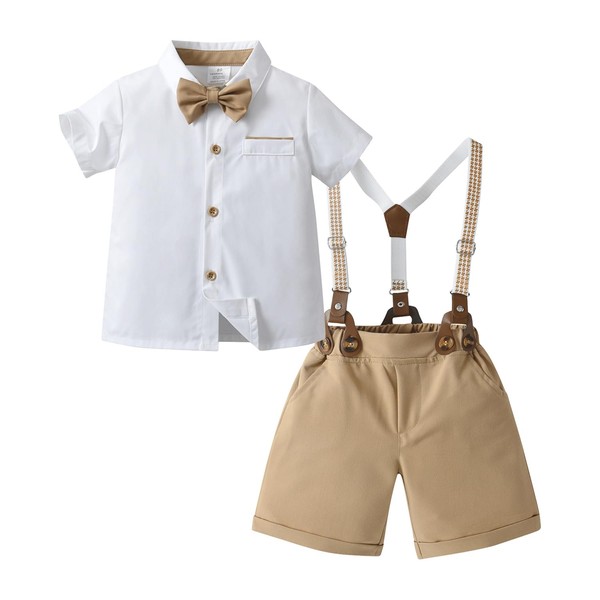 Boarnseorl Baby Boys Gentleman Outfits Shorts Sets,Infant Shirt + Shorts