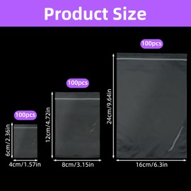 TIANCONGYUN Pack of 300 Ziplock Bags, 3 Sizes Zip Bags, Bags with Closure, Transparent Baggies, Lockable Plastic Bags for Kitchen Storage, Storage of Office Supplies