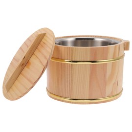 Alipis 1 Set of Wooden Rice Bucket Rice Steamed Cask Wooden Sushi Bowl Hangiri Sushi Oke Mixing Tub with Lid for Home Kitchen Restaurant 20cm