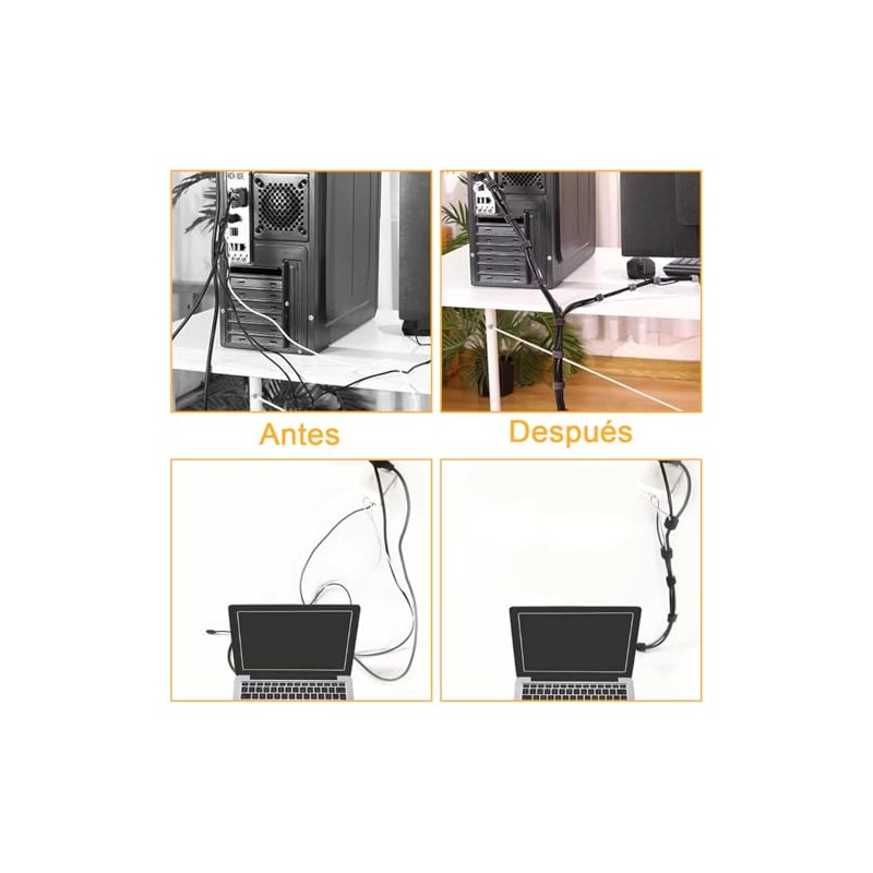 2 Rollos de Cinta de Sujeción, 5m×20mm Organizador de Cables,