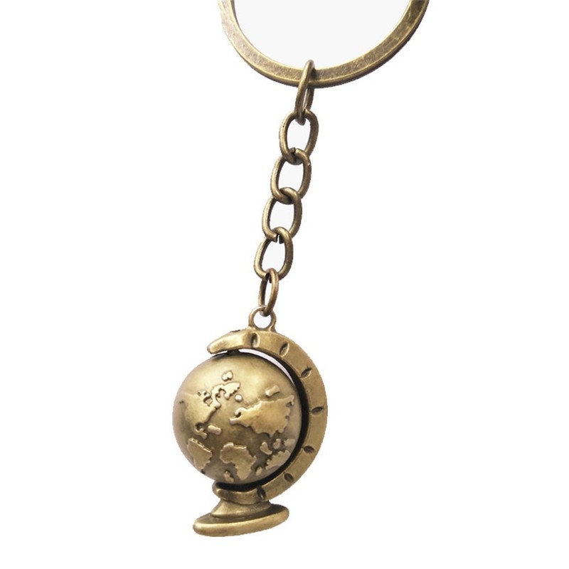 Gudeke Map Keyring Bronze Colour Earth Globe Men's Key Ring