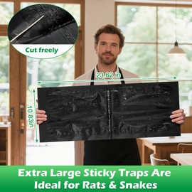 12 Pack Extra Large Sticky Rats Traps, Insect Glue Traps Boards for Cricket Snake Mice Scorpion Spider Centipede Roach, Sticky Bugs Trap for Indoor Basement, Bathrooms and Garage, Pet and Kids Safe