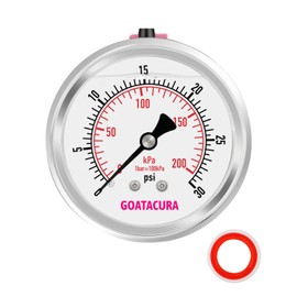 GOATACURA 0-30psi/kpa Glycerin Filled Pressure Gauge, 2-1/2" Dial Size, Stainless Steel Case, with Vent Valve, 1/4" NPT Center Back Mount, 2-1-2% Accuracy, for Measuring Gas Liquid Pressure