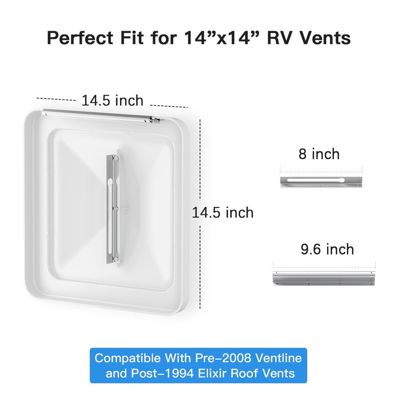 Aluminum RV Roof Vent Lid Replacement 14''x14''- Fit for Trailers,