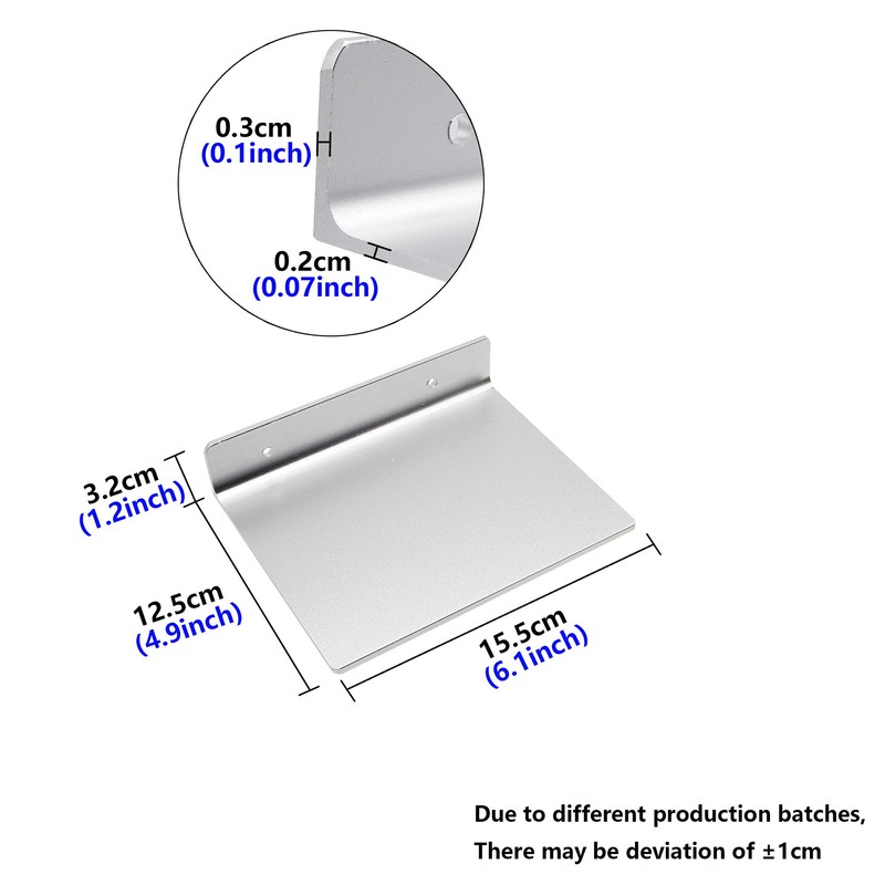 SinLoon 6インチ小型シェルフ、フラットサテンアルミニウム製バスルームシェルフウォールマウント、小型スピーカースマートフォン、タブレット、トイレタリー用(シルバーホワイト6)