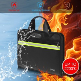 Lulrsay Fireproof Document Bag,Accordion File Organizer, 13 Pocket Expanding File Folder with Lock & Handle,Portable File Folder Organizer with Labels for Documents Laptop Passports Cards Black