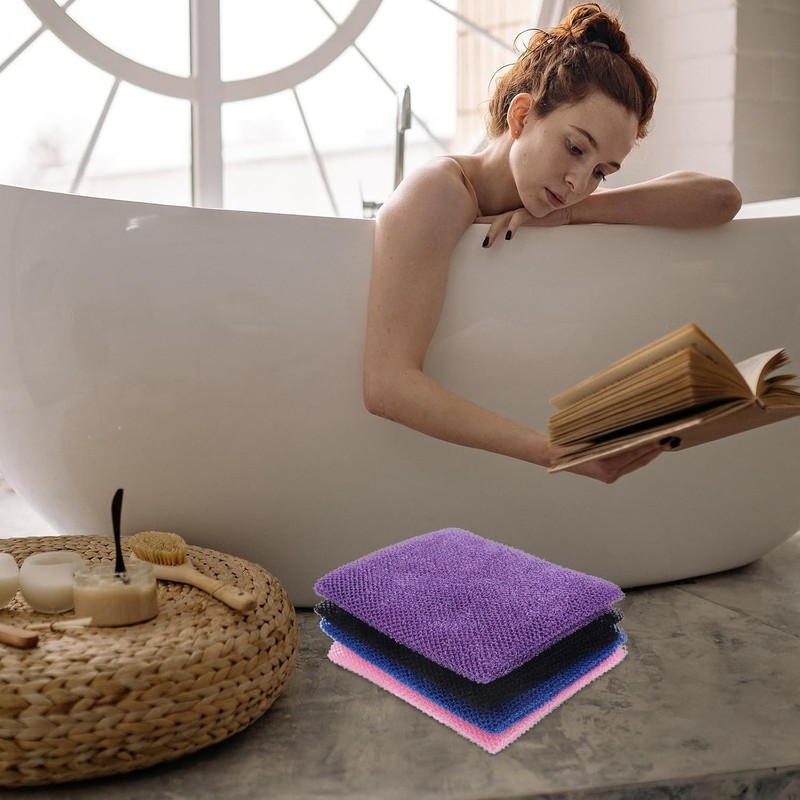 Paños Exfoliantes de Nylon Diseño Africano VOSAREA Pack de 4