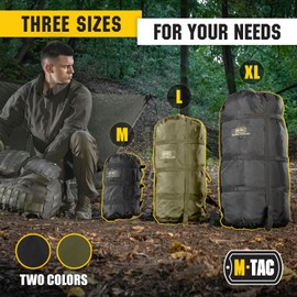 M-Tac Compression Stuff Sack for Sleeping Bag Military Water Resistant Compression Bag Lightweight Nylon Compression Sack for Travel, Camping, Hiking, Outdoor (Black, L - 24 liters)