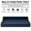 Navy Blue Faux Leather Serving Coffee Tray with Gold Handles,Rectangle