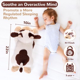 gnomantic Cow Weighted Stuffed Animals - 22 Inch 4.5 Pounds Weighted Plushies Cow Stuffed Animals - Big Plush Pillow - Cute Plush Toys Gifts for Kids & Adults (22" 4.5 lbs Brown)