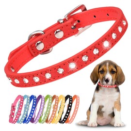 Small Dog Collar Luminous Dog Collar Small with Crystal Diamonds Glitter Crystal Collar Dog Diamond Bling Puppy Collar Puppy Dog Collar Red S