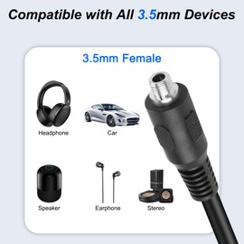 MEIRIYFA 3.5mm TRRS to D-Type Panel Mount Audio Extension Cable, 3.5mm 1/8" TRRS Female to D-Type Female 4 Pole Plug Stereo Headphone Cable for Headset, Laptop, Microphone - 53CM