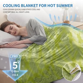 Guohaoi Cooling Throw Blanket Summer Blanket Tie Dye for Hot Sleepers Lightweight Breathable Bed Blanket, Arc-Chill Q-Max >0.5 Cool Fiber (50''x70'')