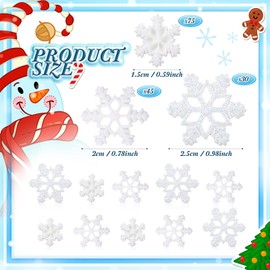 150 Mini Copos de Nieve para Manualidades Copos de Nieve de Resina Brillante Adornos de Copo de Nieve Peque?o de Pl¨¢stico con Caja de Almacenamiento para Invierno Fiesta Bricolaje 3 Tama?os (Blanco)