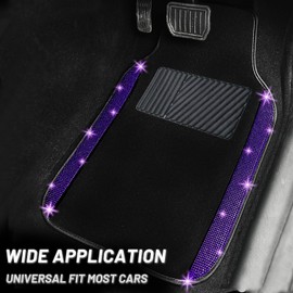 NBTEPEM - Juego completo de alfombrillas para coche y funda para volante, ajuste universal para la mayoría de los coches, 4 alfombras de diamantes brillantes brillantes, juego de 5 accesorios para
