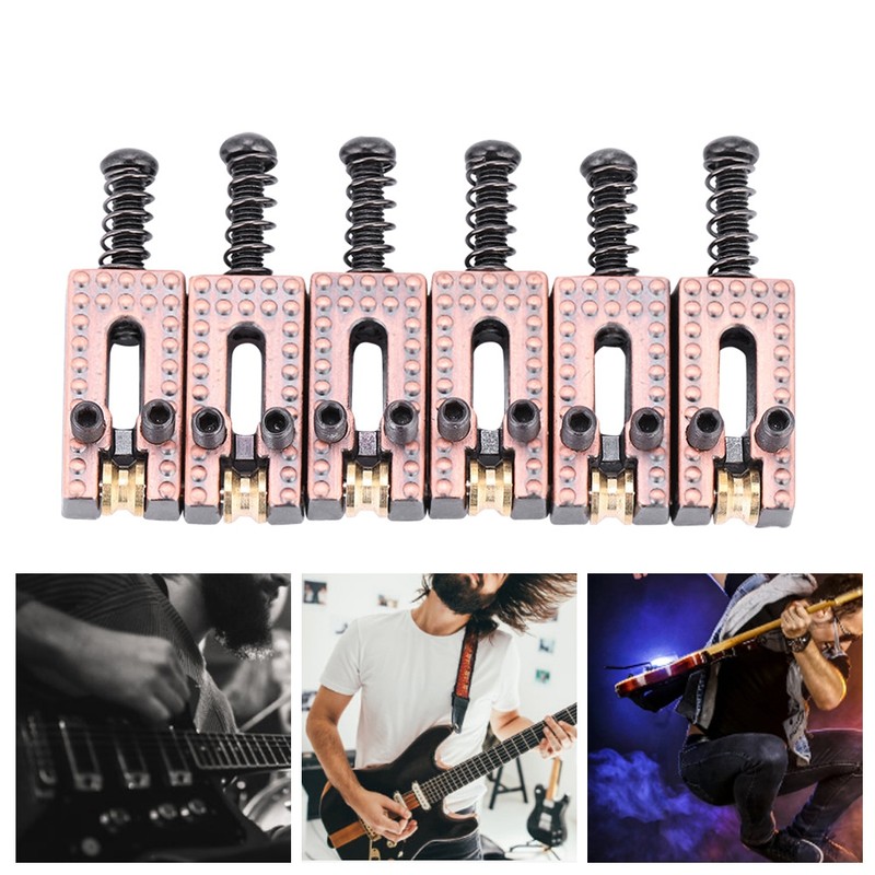 6PCS Guitar Saddles with Roller Bridge Guitar Repair Parts (Red