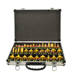 Erie Tools 35pc 1/4" Shank Router Bit Set With Tungsten Carbide Tips For Use On Wood, Metal, Plastic