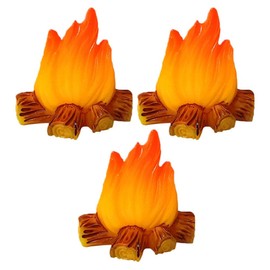 TOYANDONA Miniature Campfire Model Decor, 3Pcs Mini Fire Landscaping Props Dollhouse Fake Bonfire Pretend Play Toy for DIY Sand Table Scenery Micro Landscape